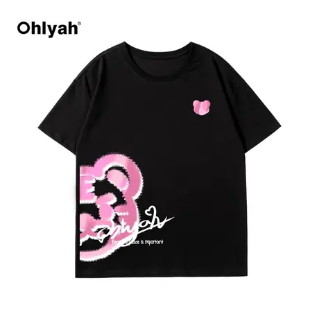 Ohlyah小老虎2023新款纯棉圆领短袖T恤女本命年潮牌半截情侣衣服商品大图
