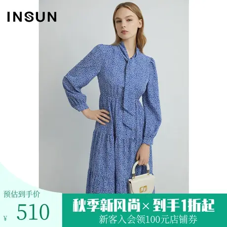 恩裳2023早春新品X型显瘦法式裙子抗皱易打理波点连衣裙图片