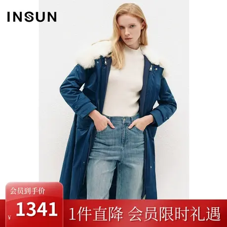 [都会御寒]恩裳COVER冬季2022经典防风可拆卸毛领光泽尼克服商品大图