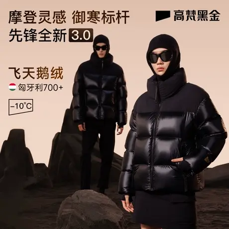 【高梵黑金鹅绒服】先锋3.0四格羽绒服女冬季2023新短款厚外套男图片