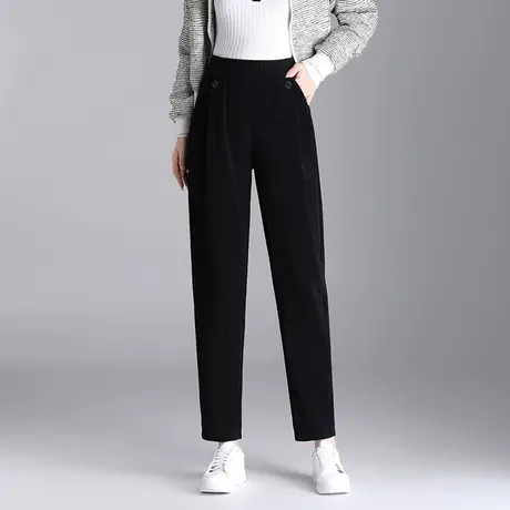 时尚黑色哈伦裤百搭显瘦休闲裤松紧腰长裤秋冬季2023新款高腰裤子图片