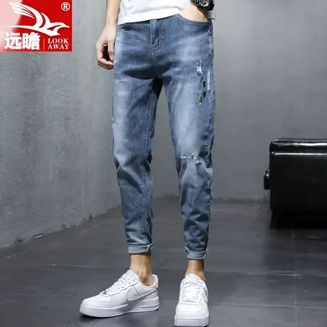 牛仔裤男夏季薄款直筒修身小脚裤2023秋季新款休闲男士长裤子男款商品大图