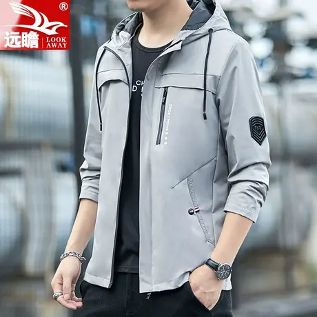 男士外套春秋季潮牌宽松工装冲锋衣夹克2023新款连帽休闲上衣男装商品大图