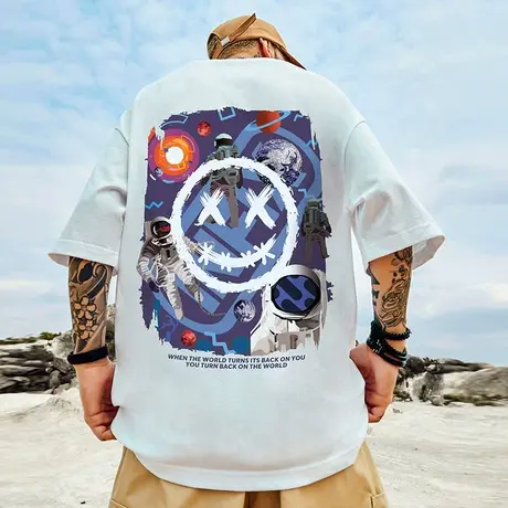 小恶魔胖子潮牌短袖T恤男宽松国潮半袖大码oversize体恤ins夏潮流商品大图