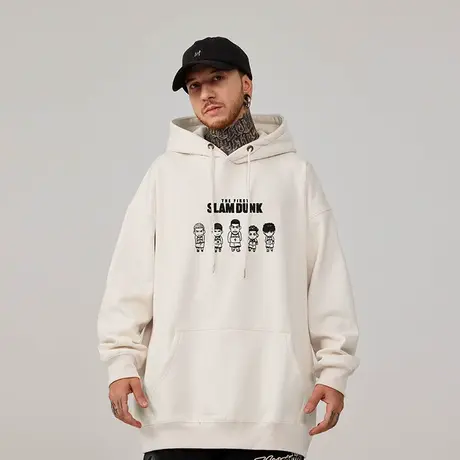 日系重磅350g加肥加大连帽春季卫衣男女街头潮牌美式宽松百搭上衣商品大图