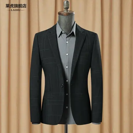 秋季新款休闲西装男士外套韩版帅气潮流修身条纹单件小西服男上衣商品大图