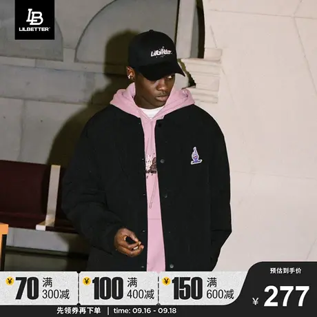 Lilbetter棉服男复古绗缝外套运动冬装潮牌棉袄美式翻领夹克棉衣商品大图