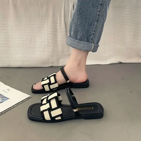 法式仙女风平底凉鞋女夏时尚配裙子气质2023新款爆款百搭罗马凉拖商品大图