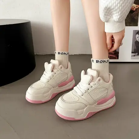 舒适厚底增高鞋女2023秋季新款单鞋ins潮时尚复古高帮休闲板女鞋商品大图