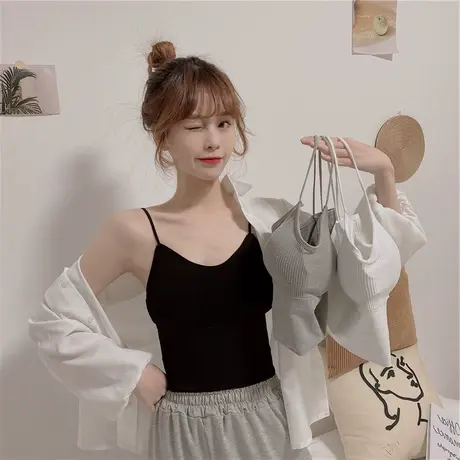 辣妹无钢圈美背文胸带胸垫抹胸裹胸内搭别致打底小吊带背心女上衣商品大图