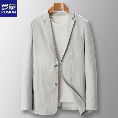 罗蒙休闲男士西装春夏季便单层时尚防晒服修身免烫夏天轻薄小西服商品大图