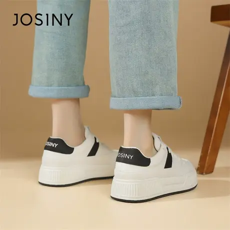 Josiny/卓诗尼厚底小白鞋女2024新款原创小众chic板鞋增高饼干鞋商品大图