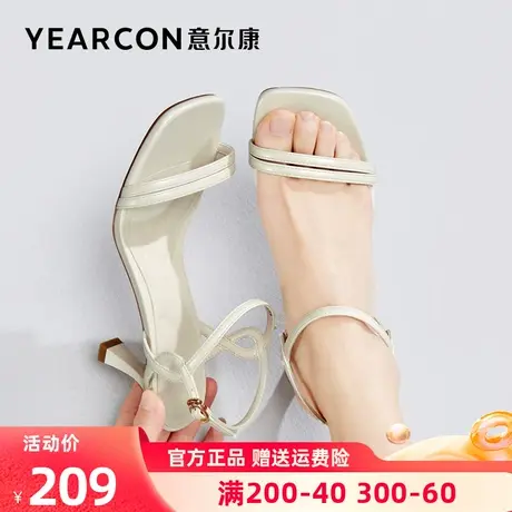 意尔康凉鞋女夏季2023年新款女鞋高跟细跟露趾时装一字带气质外穿商品大图