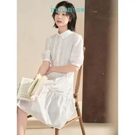 【商场同款】茵曼2023春女装时尚纯棉娃娃裙灯笼袖显瘦A字连衣裙商品大图