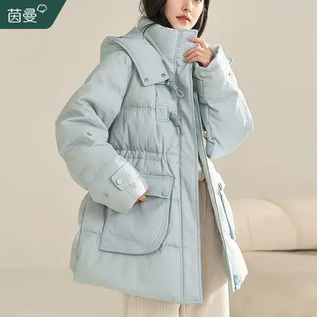 茵曼旗舰店派克羽绒服女2023年冬季新款小个子中长款棉服羽绒外套商品大图