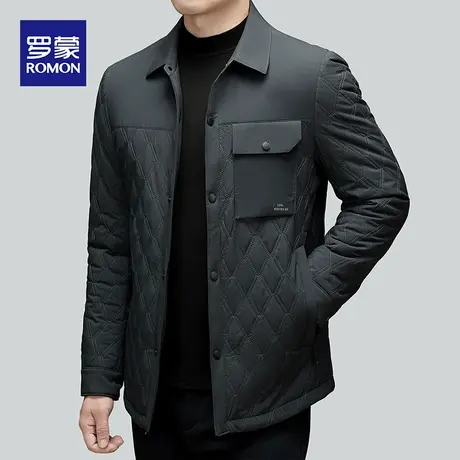 罗蒙男士翻领羽绒服2023冬季新款商务休闲干部装保暖轻薄爸爸外套图片