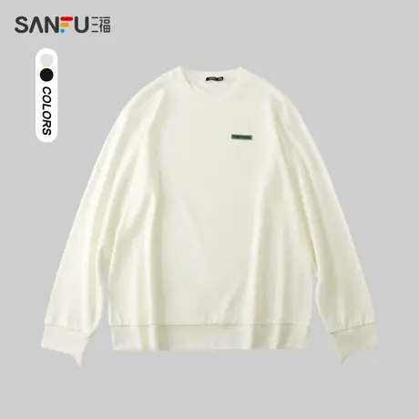 三福2023冬男士重磅长袖T恤 简约休闲温暖宽松圆领上衣476141商品大图