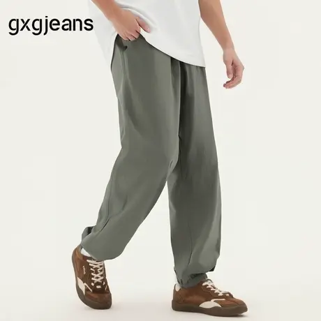gxg.jeans男装 军绿色简约休闲长裤宽松束脚裤男薄款 25年春新品图片