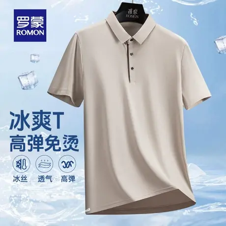 罗蒙中青年男士短袖Polo衫2025夏季薄款透气商务休闲打底T恤衫男图片