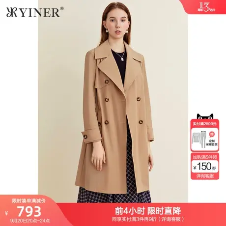 YINER音儿女装春季新款气质优雅中长款风衣商品大图