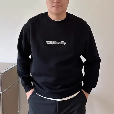 大依无忧大码男装秋新款简约宽松潮胖子加肥加大男款套头长袖卫衣图片