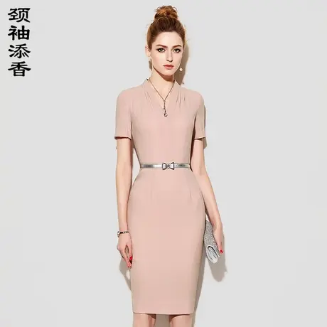 颈袖添香夏装2024新款女装气质中长款修身包臀裙子连衣裙女图片