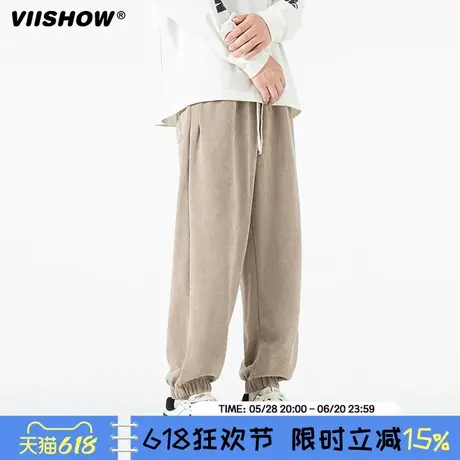 VIISHOW重磅束脚卫裤男款秋冬潮牌美式阔腿加厚百搭运动休闲长裤商品大图