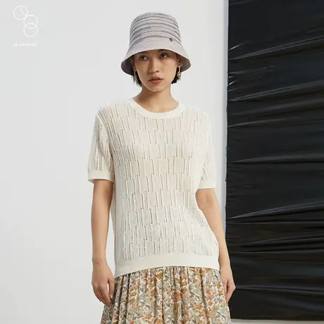 【编织】mtsubomi针织短袖白色内搭2022夏新款薄打底衫女商场同款商品大图