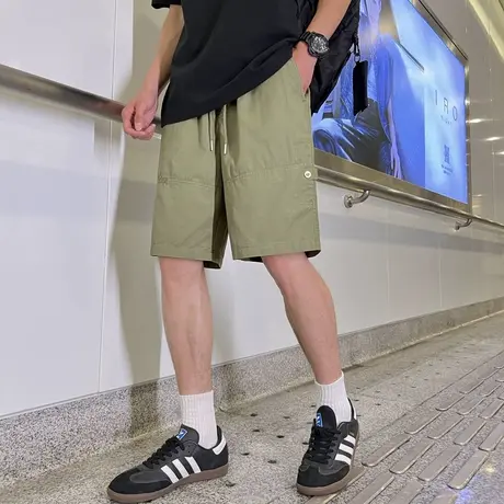 唐狮夏新款休闲短裤男宽松直筒显瘦工装裤学生百搭五分裤子潮商品大图