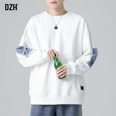 男士白色卫衣男秋季上衣情侣潮牌男装2023新款男款长袖内搭春秋款商品大图