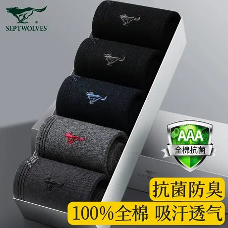 七匹狼袜子男士纯棉吸汗透气防臭中筒袜夏季薄款100%全棉春秋男袜商品大图