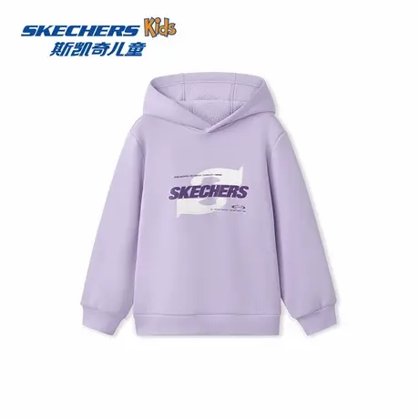 Skechers斯凯奇秋季新款儿童针织连帽套头卫衣男女童印花百搭上衣商品大图