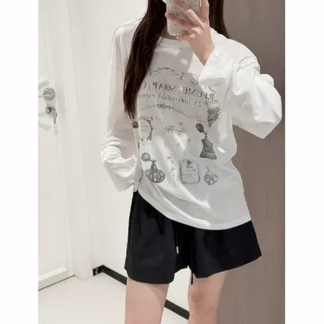 微透长袖防晒罩衫女夏2025新款慵懒风薄纱正肩印花外穿百搭上衣服商品大图