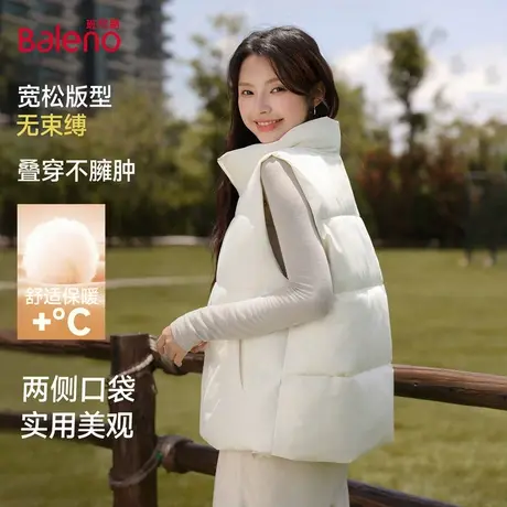 班尼路白色棉马甲女2025秋新款小个子叠穿宽松保暖背心坎肩外套Q商品大图
