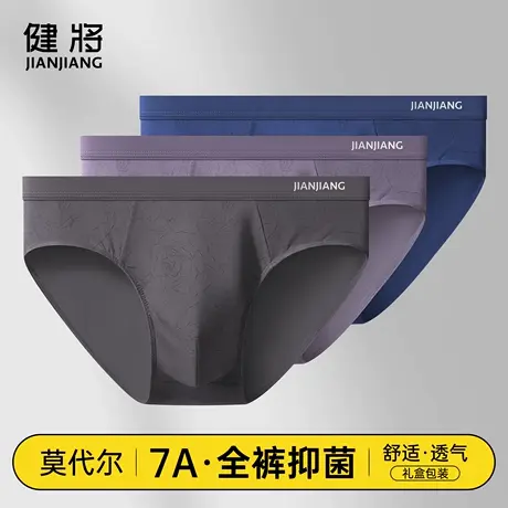 健将男士三角内裤男生莫代尔抗菌短裤头男款运动透气性感印花底裤商品大图