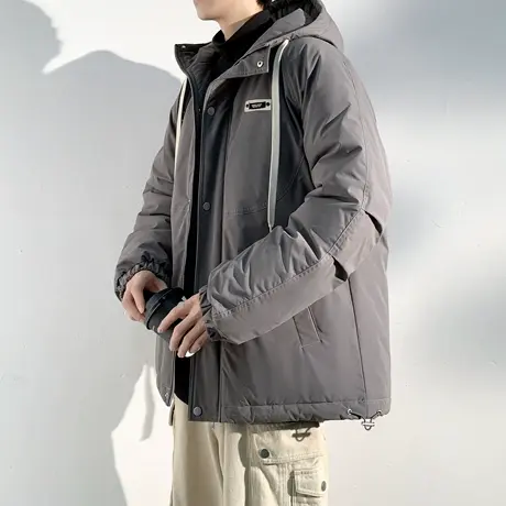 唐狮24冬季新款男连帽前胸小标压明线短款棉衣防水夹棉防寒服潮商品大图