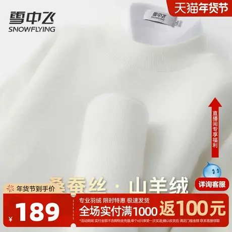 雪中飞【轻奢蚕丝 温暖羊绒】时尚温暖男式毛衣秋冬圆领针织衫W图片