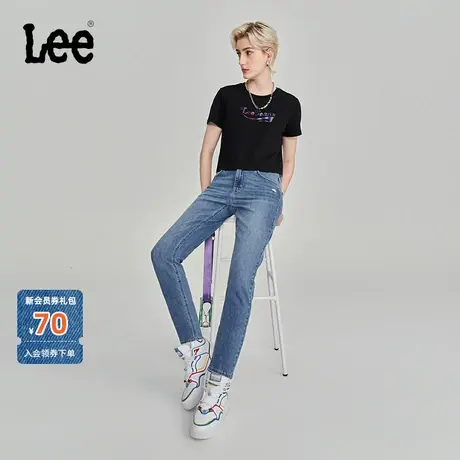 Lee商场同款23秋冬新品413高腰锥形蓝色女牛仔裤LWB100413100-038商品大图