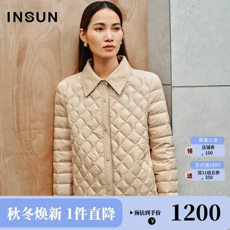 恩裳2023秋季新款菱形格美拉德外套时尚衬衫轻薄羽绒服女商品大图