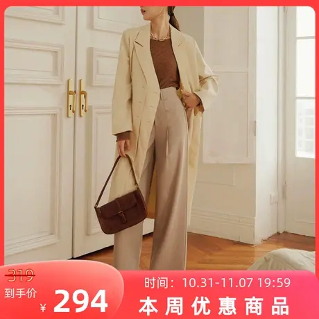 桔熊秋冬季气质高级感长款西装风衣宽松遮肉廓形外套女大码EA3390图片