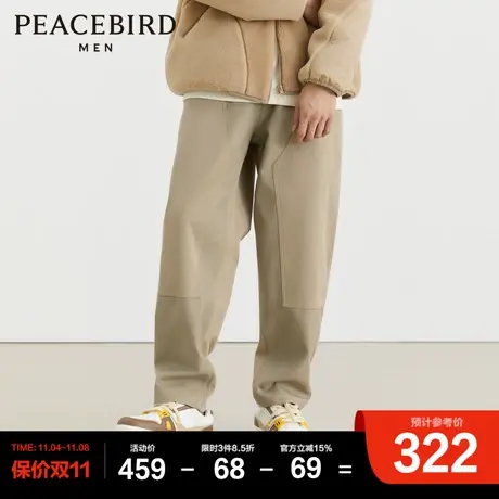 【伐木裤】太平鸟男装 卡其工装裤男2023年冬季新款美式休闲裤潮商品大图