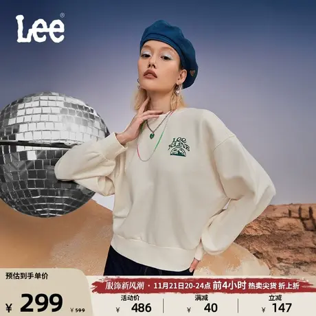 Lee舒适版圆领太空元素logo印花女抓绒卫衣休闲潮LWT007321100图片