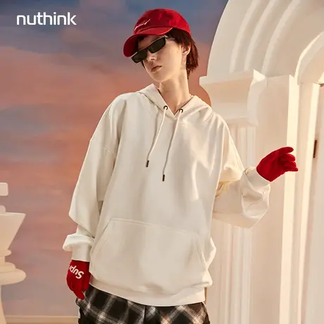 oversize欧美高街帽衫潮牌简约纯色胖子连帽加绒卫衣男潮加肥加大图片