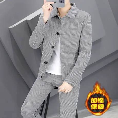 男士加棉加厚夹克外套秋冬季韩版潮流一套搭配痞帅气男装休闲衣服商品大图