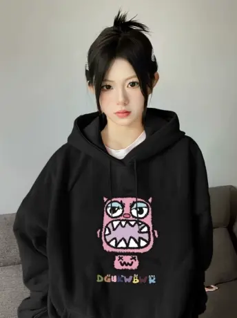 小怪兽连帽卫衣女宽松慵懒早秋季美式hiphop潮牌高级感好看的外套商品大图