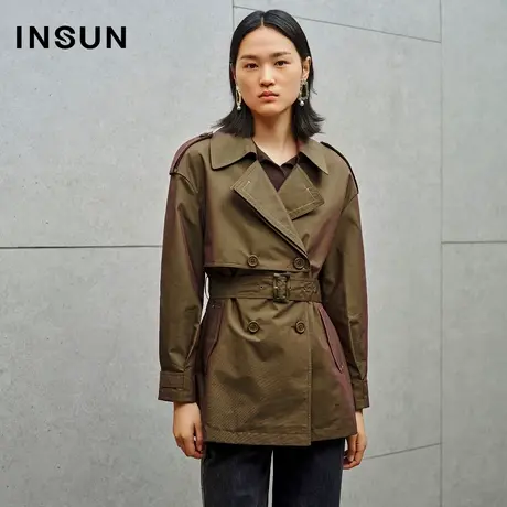 INSUN恩裳线上专选秋季收腰一手长美拉德风衣图片