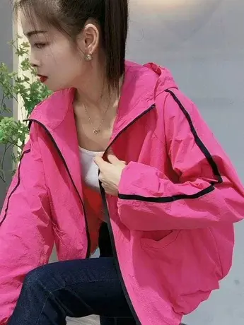 防晒衣女短款2023新款长袖薄款外套韩版宽松洋气连帽百搭上衣衫女商品大图