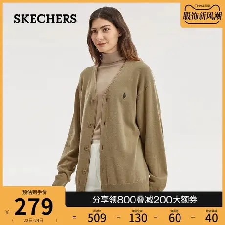 Skechers斯凯奇雅钻系列2023年秋冬新款百搭针织开衫毛衣外套保暖商品大图