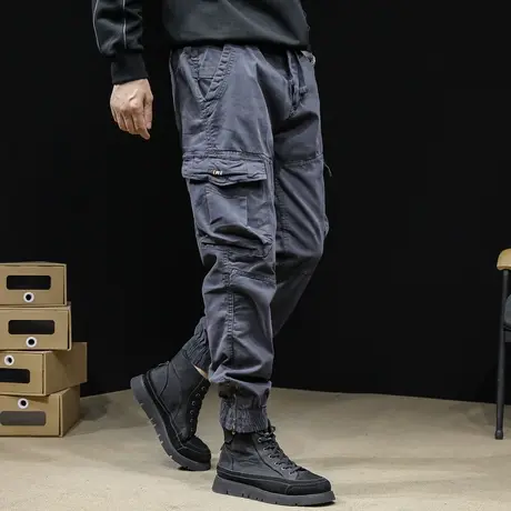 美式伞兵工装裤男春秋款潮牌2024新款男士多口袋束脚裤子休闲男裤商品大图