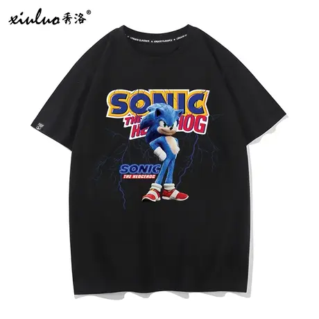 秀洛刺猬索尼克t恤短袖宽松纯棉圆领体恤打底衫卡通动漫衣服半袖商品大图